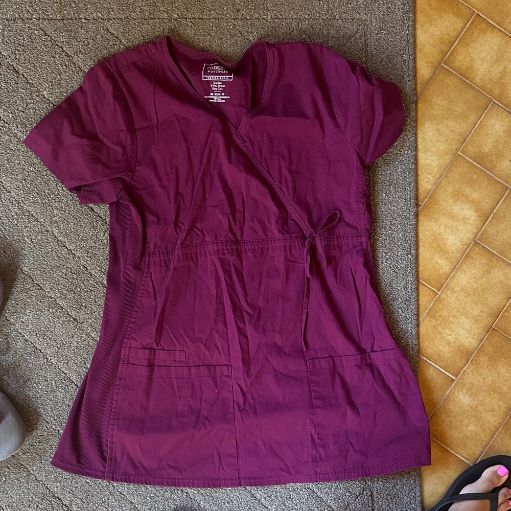 Maroon Maternity Scrub Top